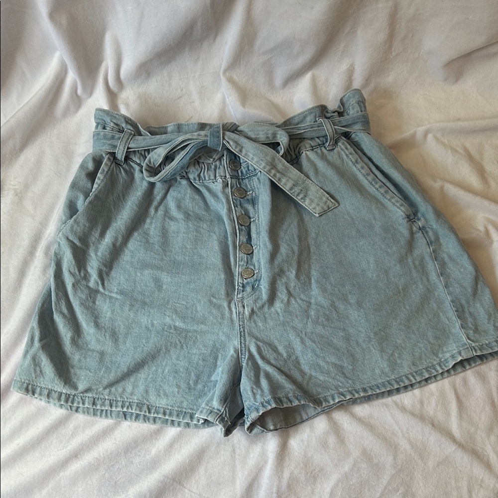 LOFT Light Blue Jean Shorts with Belt